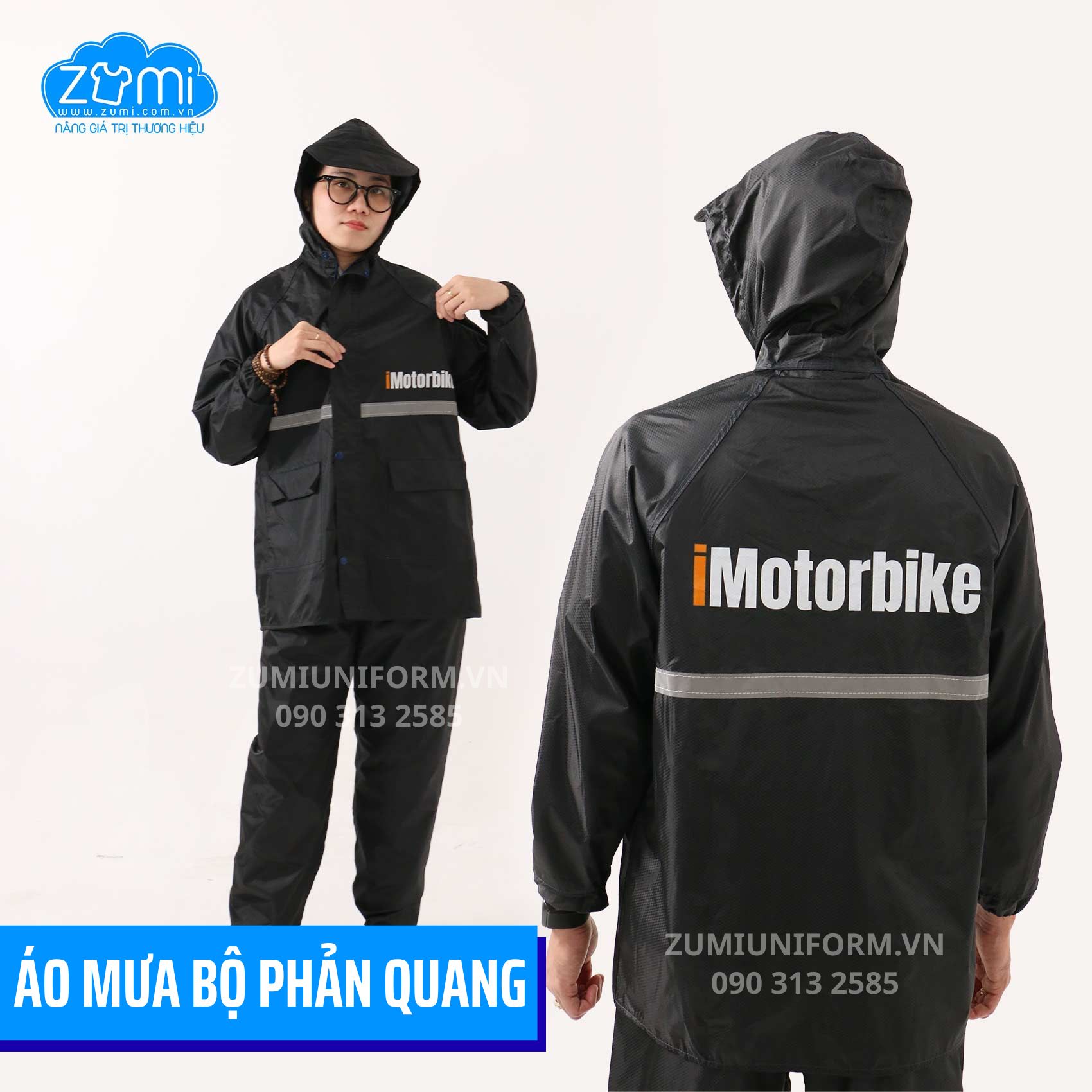 Áo mưa bộ - Áo mưa quảng cáo imotorbike