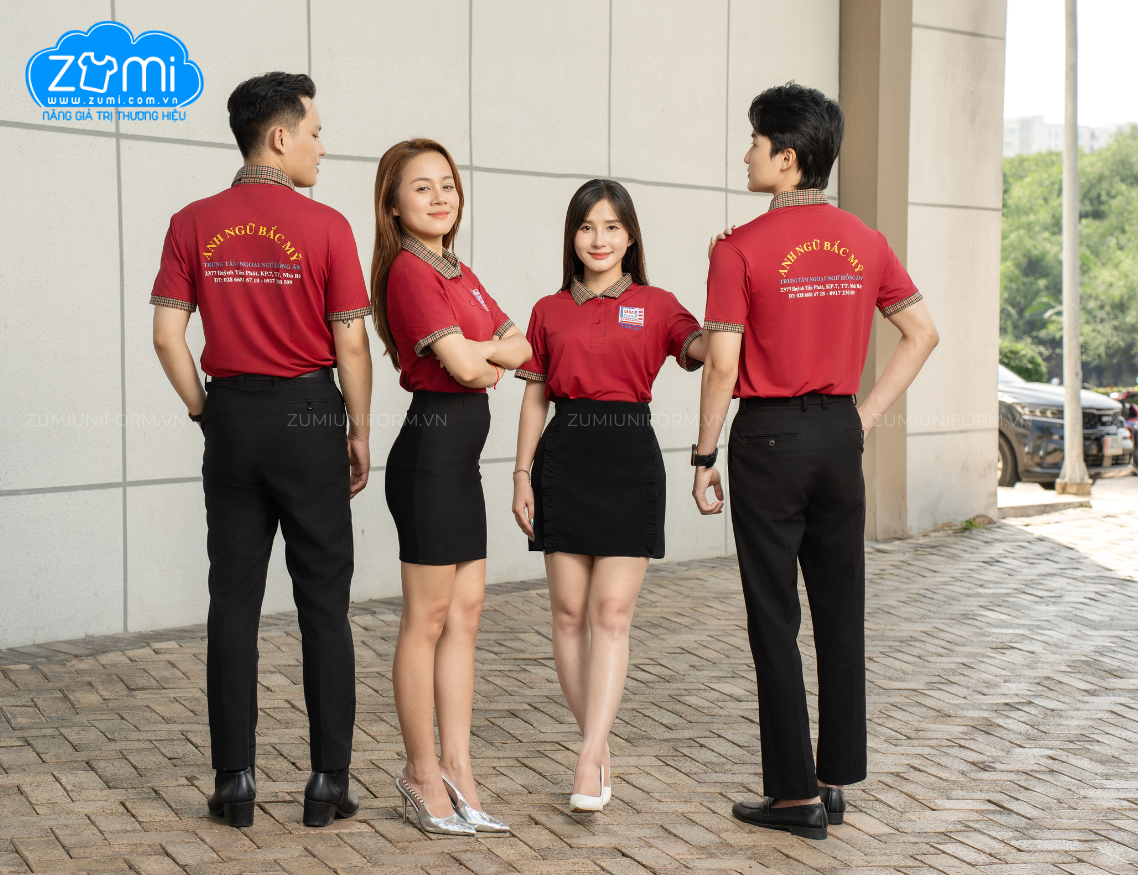 Áo Thun Đồng phục Cổ Trụ - Anh Ngữ Bắc Mỹ