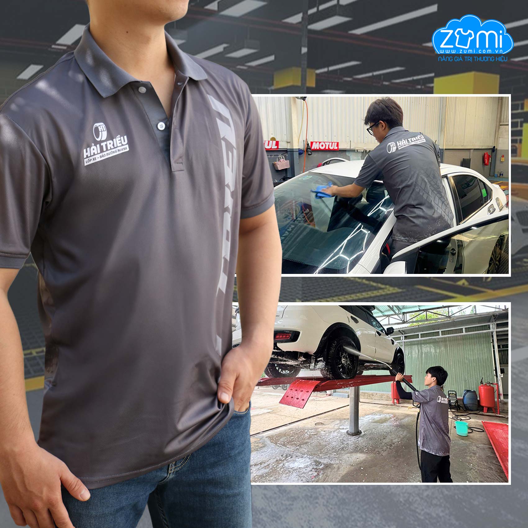 Áo Thun Đồng Phục Cổ Trụ - Áo Polo Kỹ Thuật Ô tô Hải Triều
