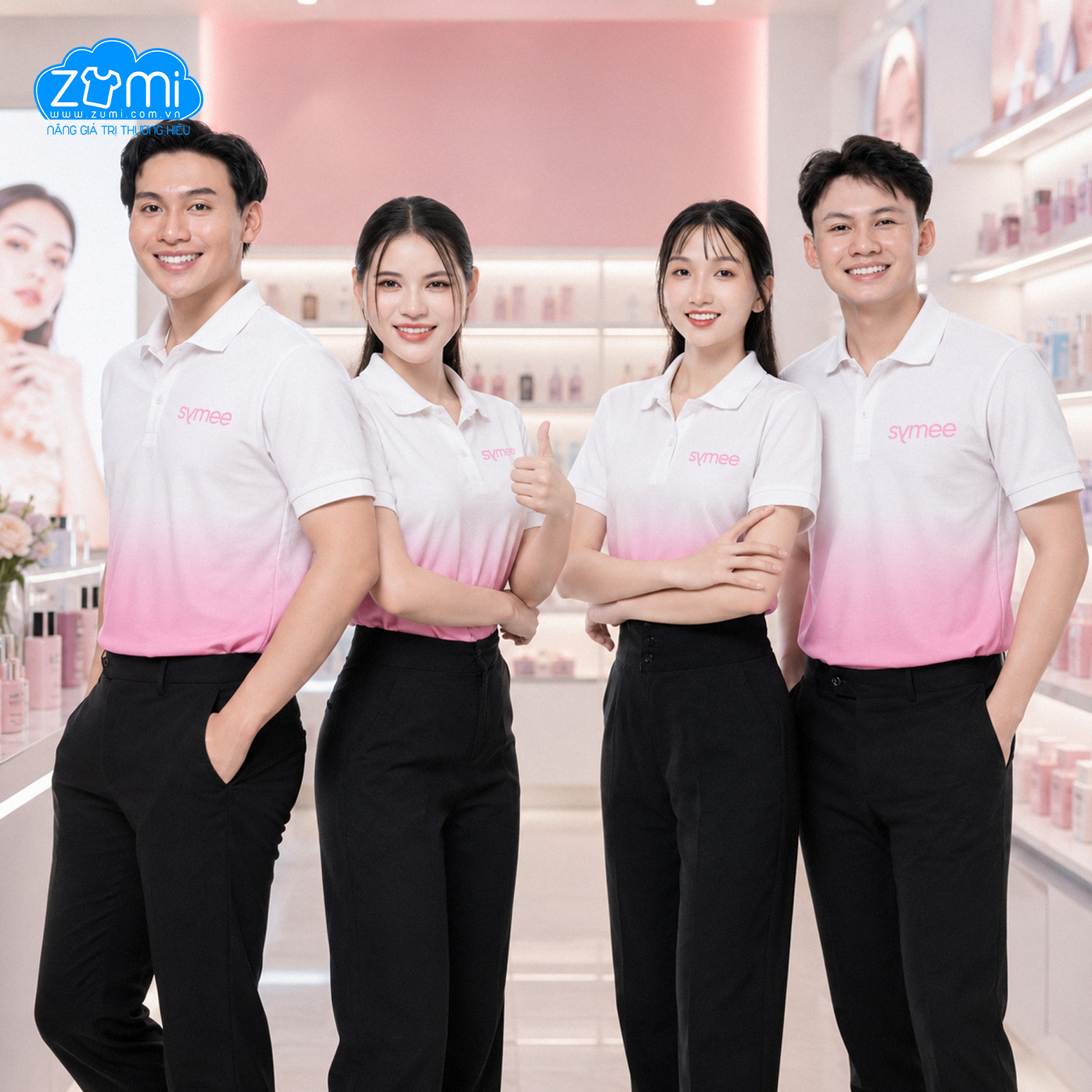 Áo Thun Đồng Phục Cổ Trụ - SYMEE COSMETIC