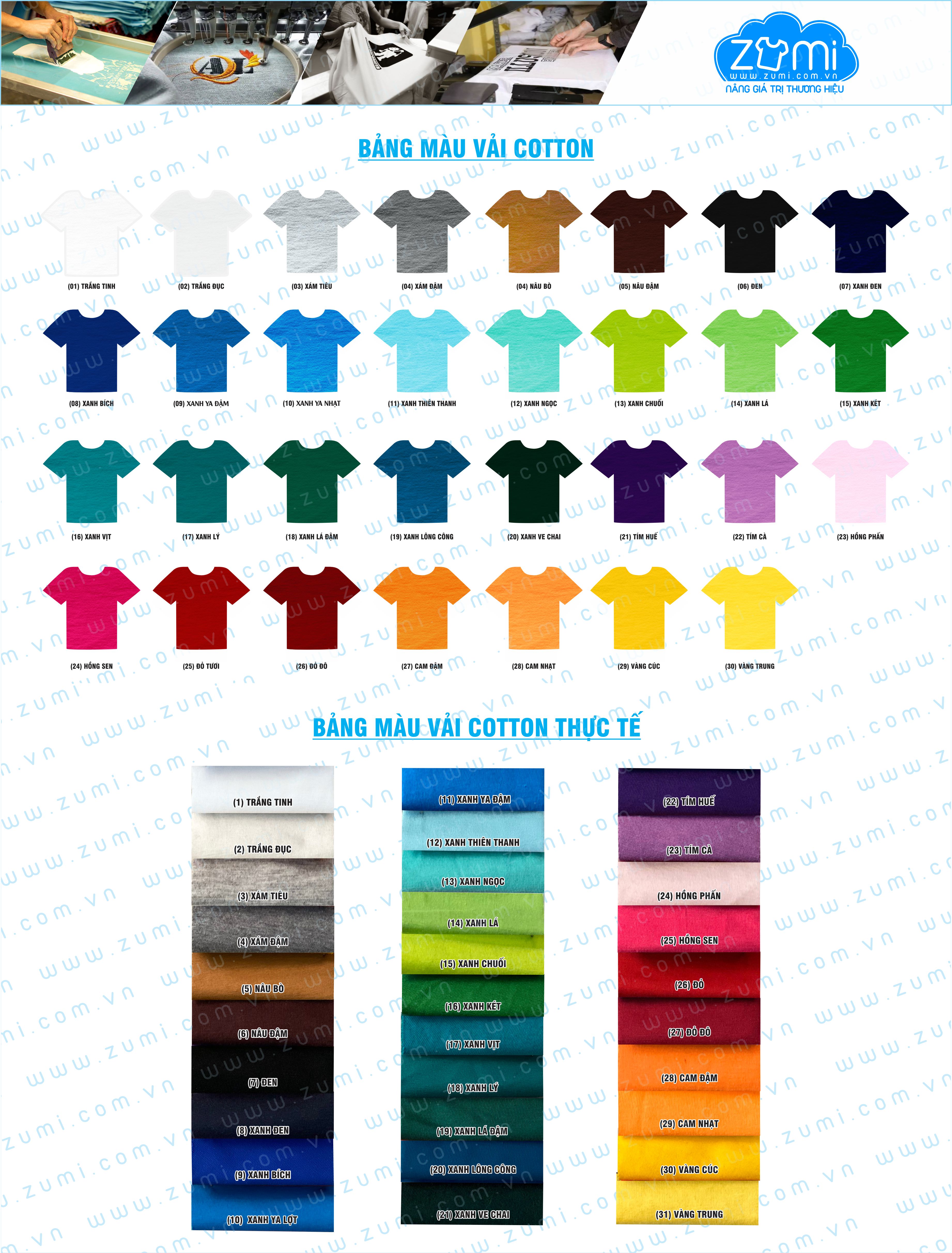 bảng m&agrave;u vải cotton