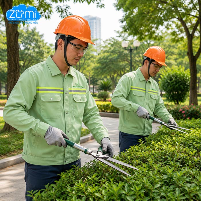 Áo Bảo Hộ Lao Động Hoa Cảnh Vườn Xinh