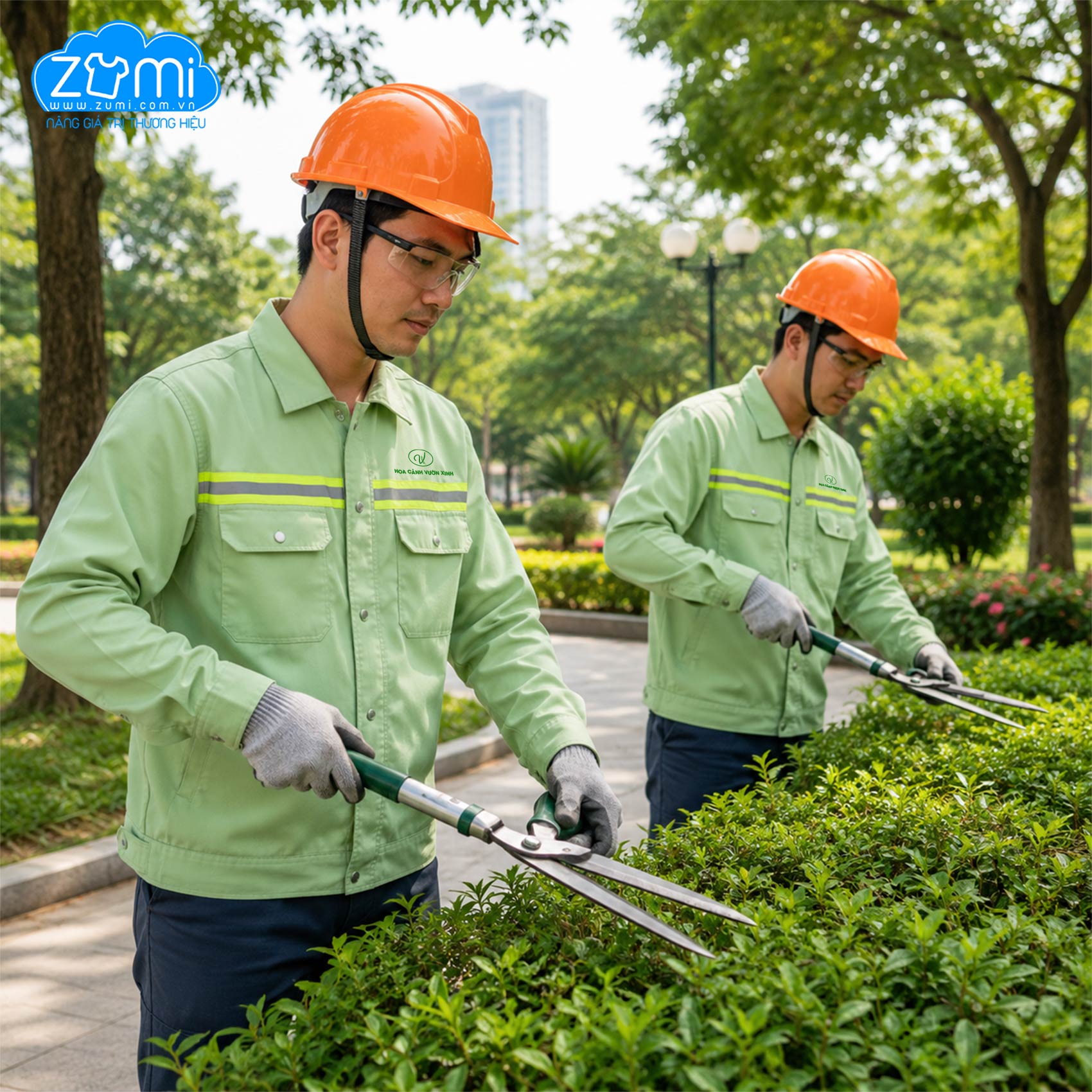 Áo Bảo Hộ Lao Động Hoa Cảnh Vườn Xinh