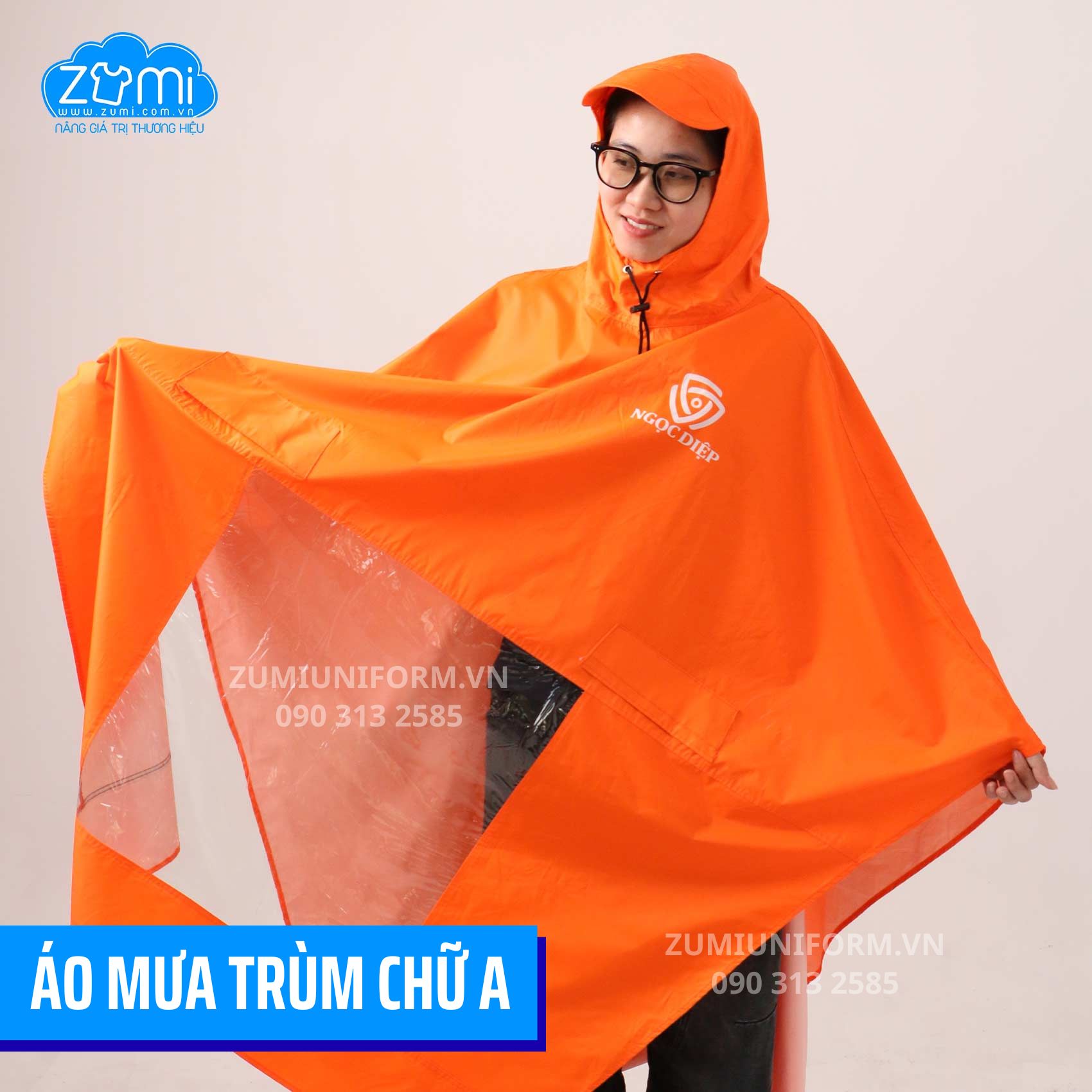  Áo Mưa Trùm chữ A có tấm kính đèn xe