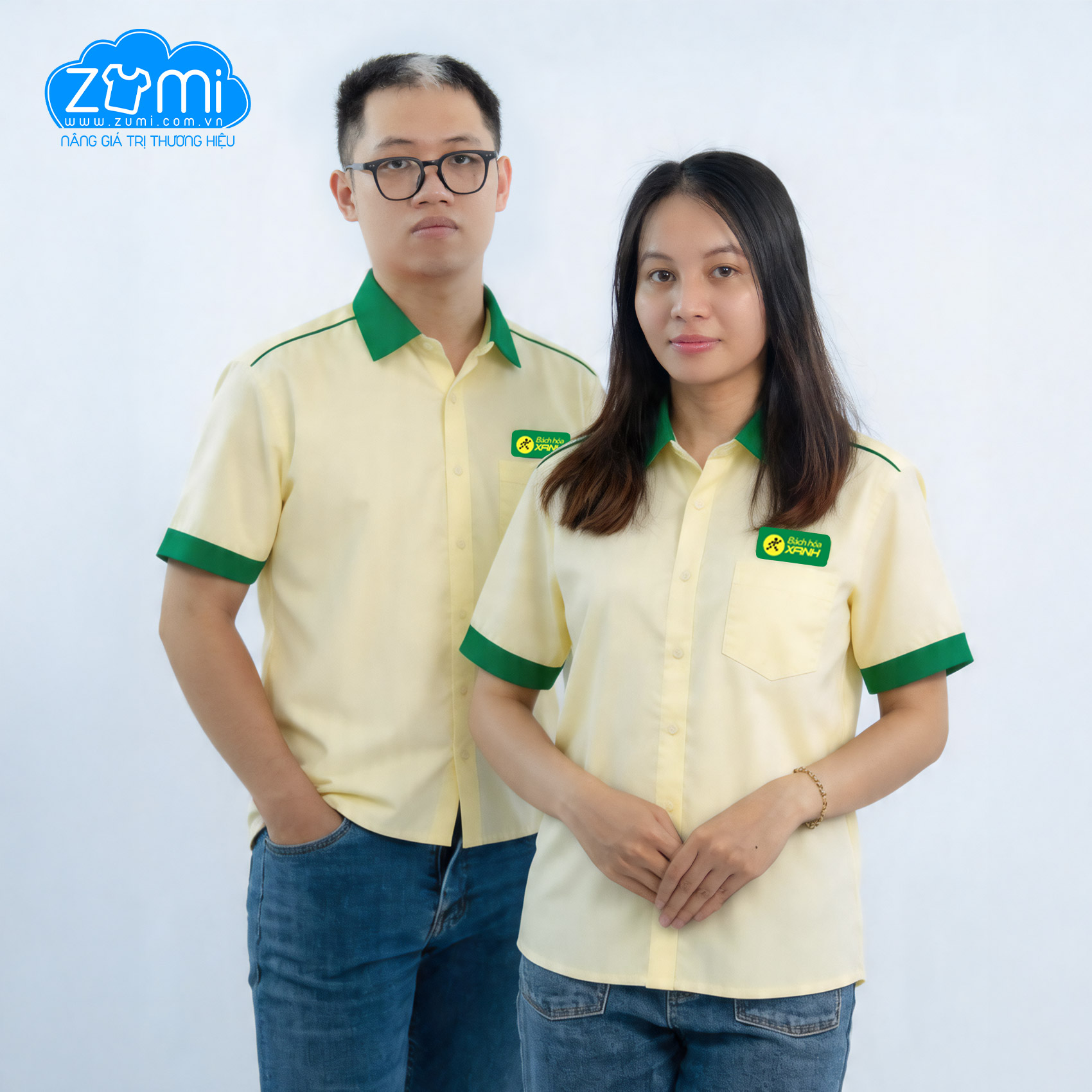 Áo Sơ Mi Đồng Phục Tay Ngắn Bách Hoá Xanh