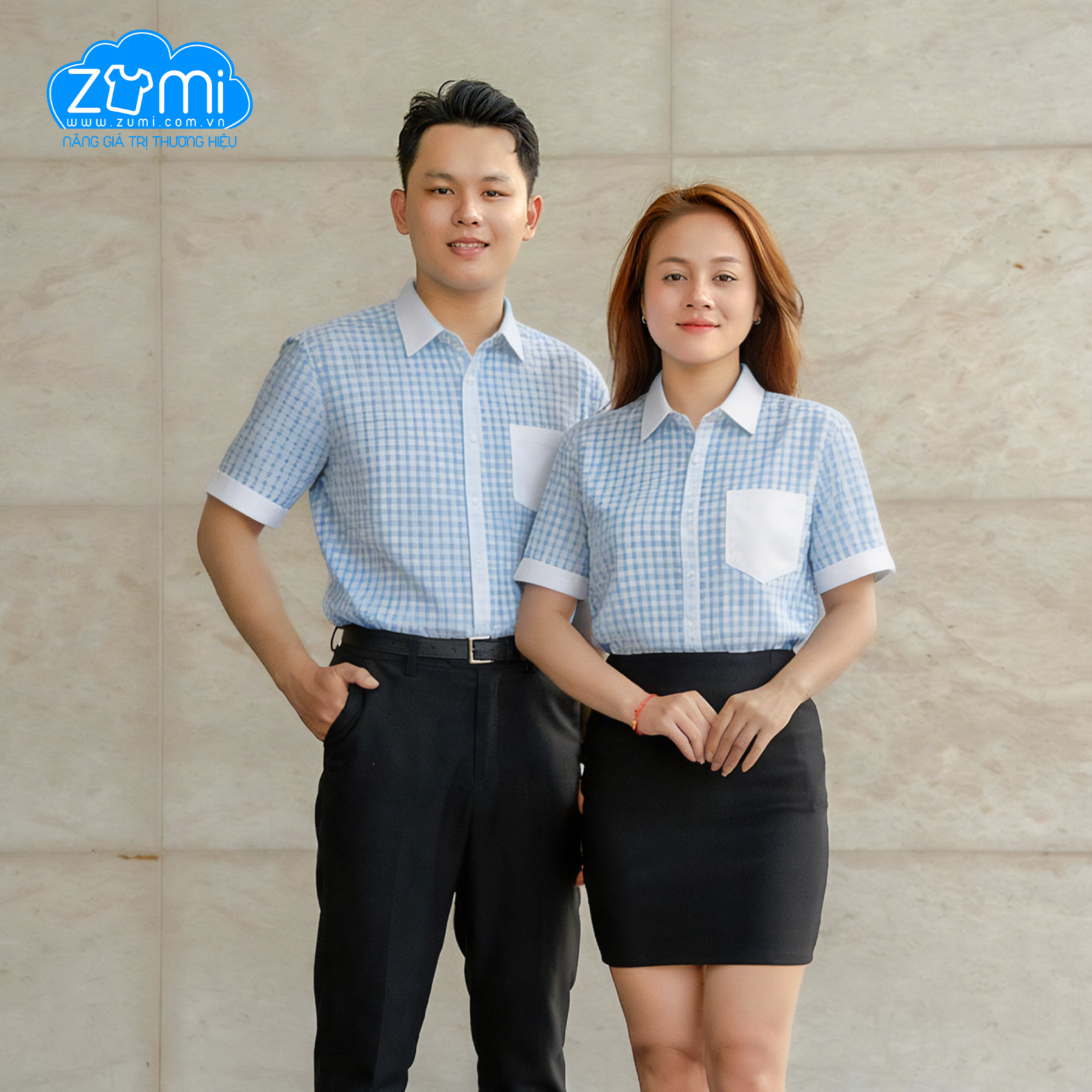 Áo Sơ Mi Đồng Phục Tay Ngắn Sọc Xanh