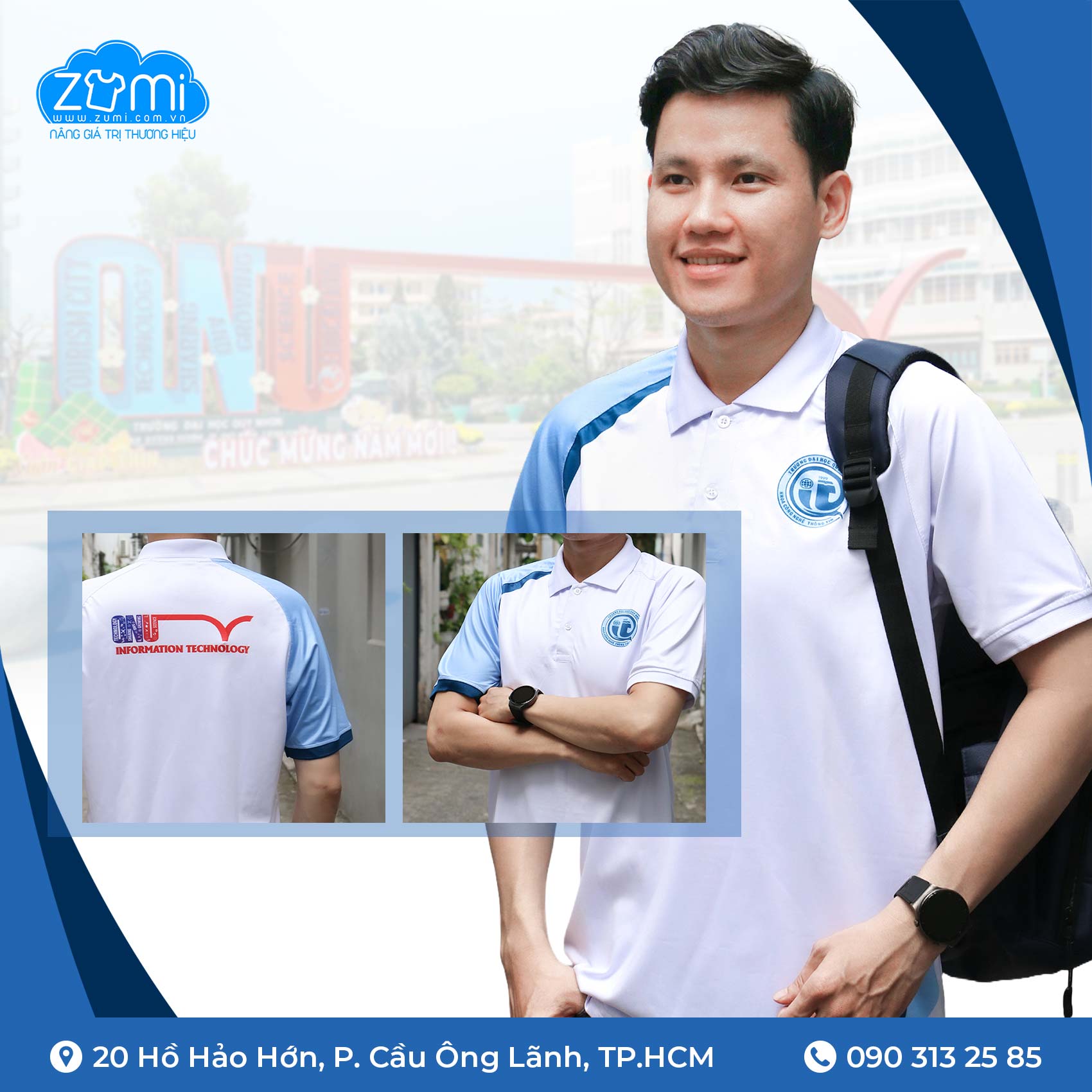 Áo Thun Đồng Phục Cổ Trụ - Áo Polo Đại Học Quy Nhơn