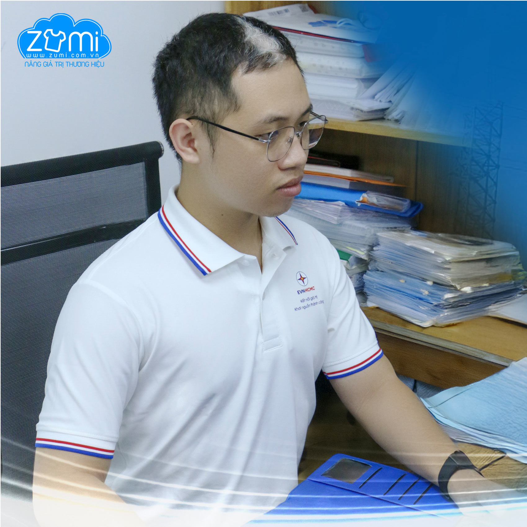 Áo Thun Đồng Phục Cổ Trụ - Áo Polo EVN HCMC