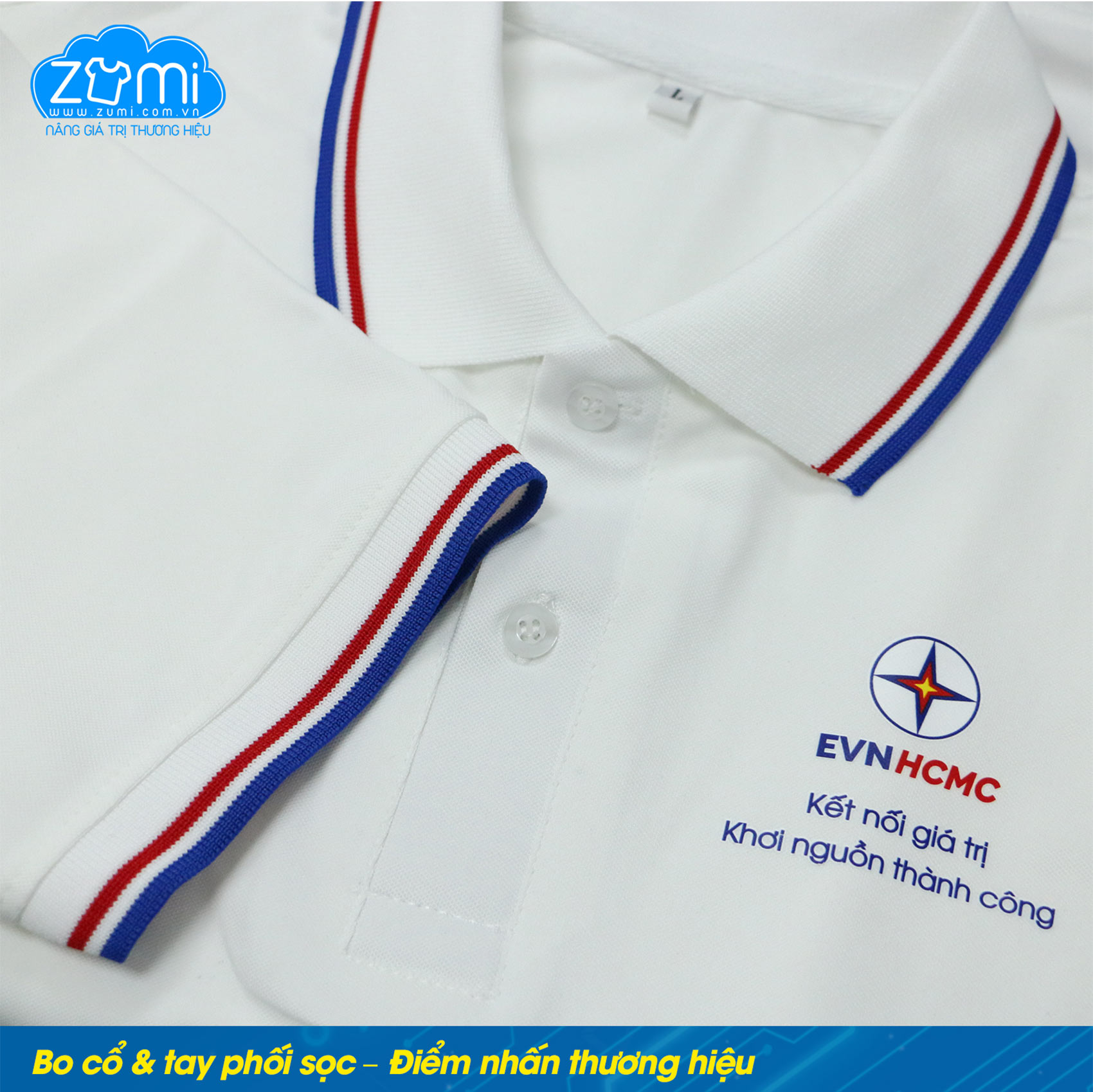 Áo Thun Đồng Phục Cổ Trụ - Áo Polo EVN HCMC