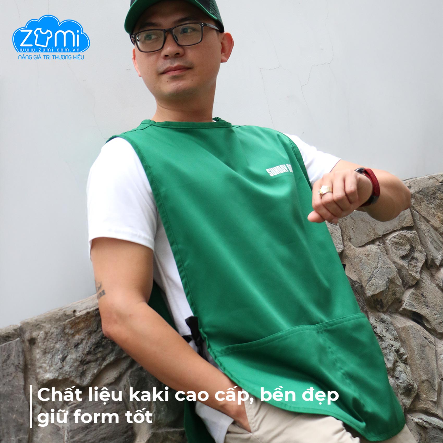 Tạp Dề Đồng Phục Ghi Lê Pha Chế Sunday Basic