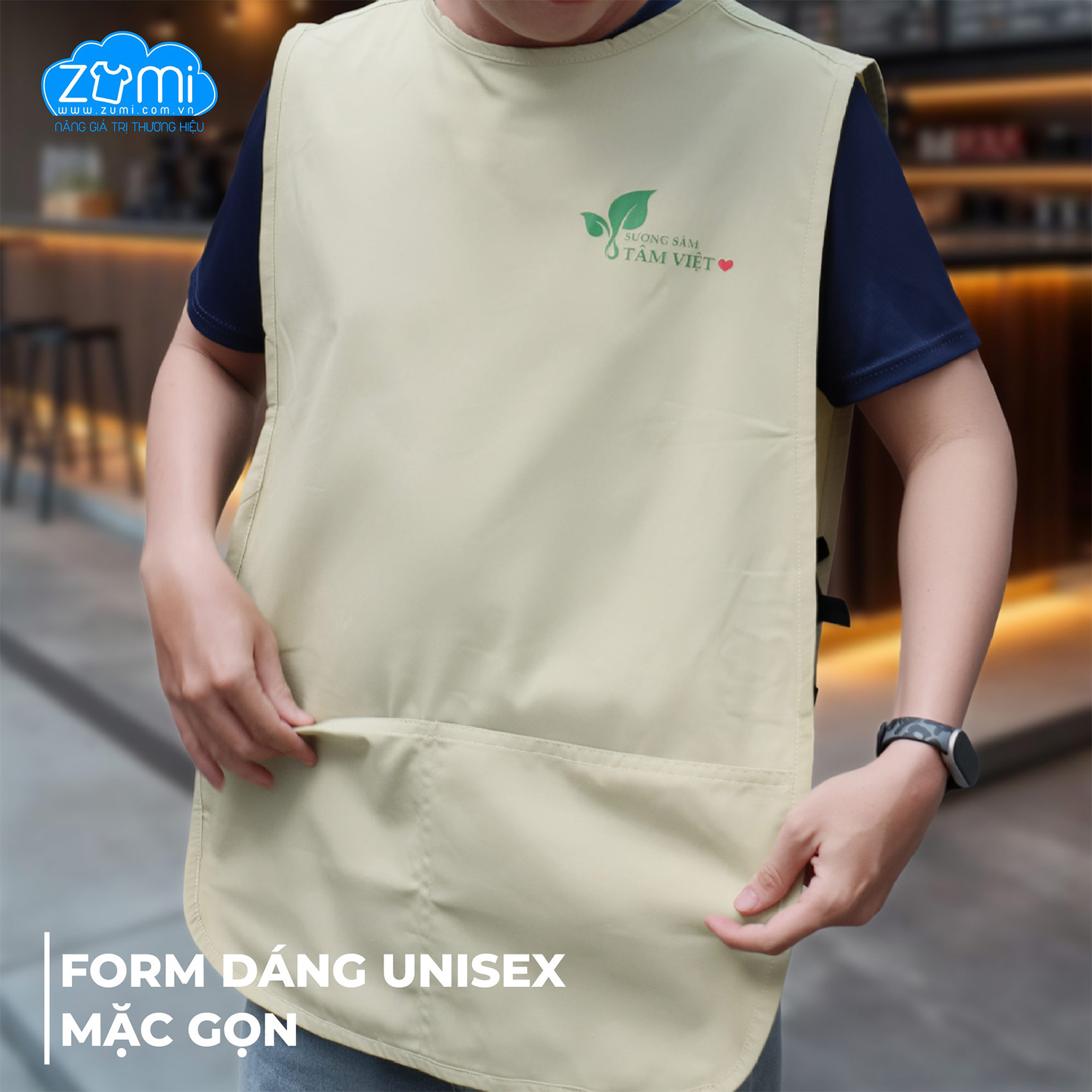 Tạp Dề Đồng Phục Ghi Lê - Quán Sương Sâm Tâm Việt