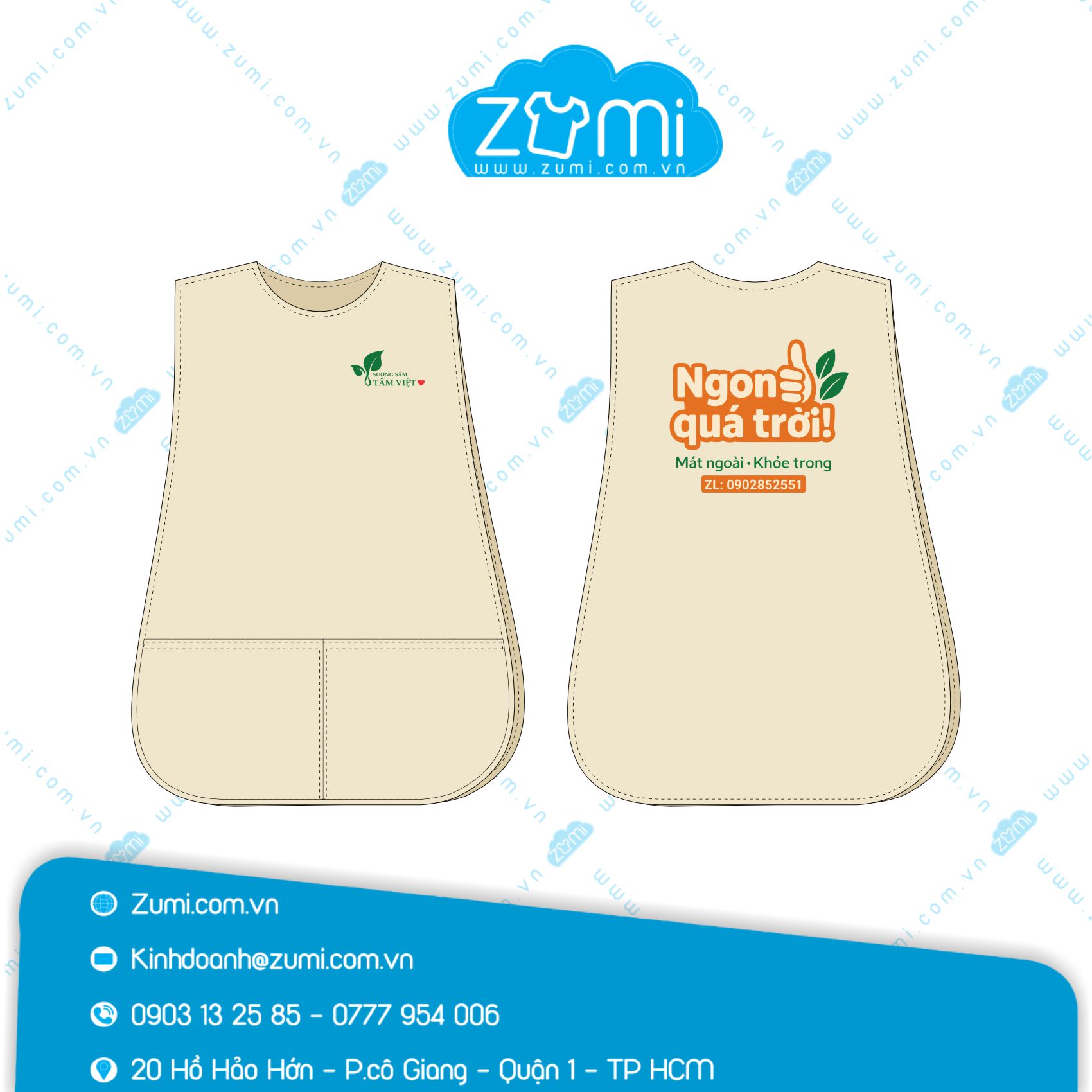 Tạp Dề Đồng Phục Ghi Lê - Quán Sương Sâm Tâm Việt