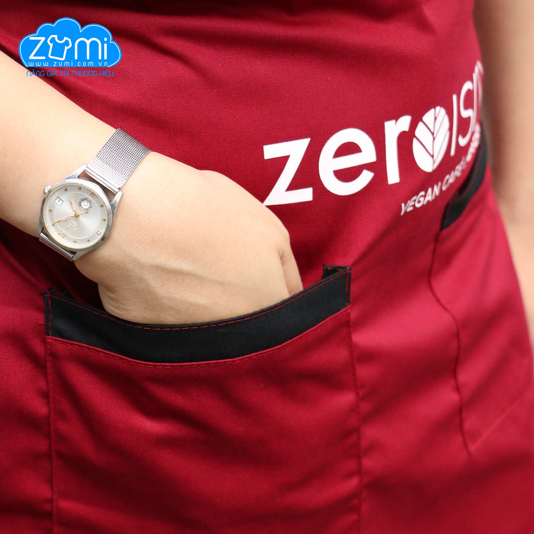 Tạp dề Đồng Phục F&B Zeroism Ngắn - Phối Túi