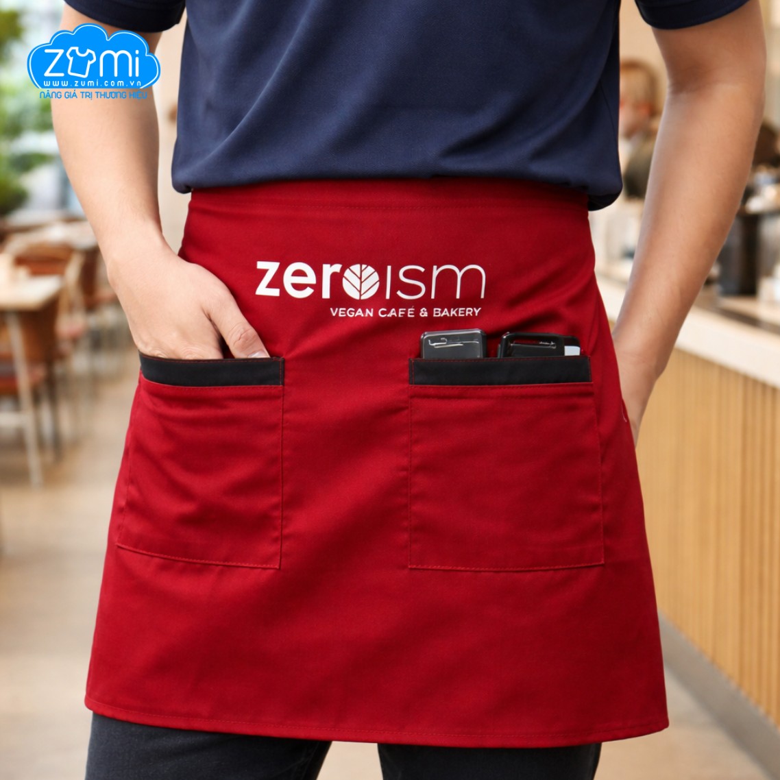 Tạp dề Đồng Phục F&B Zeroism Ngắn - Phối Túi